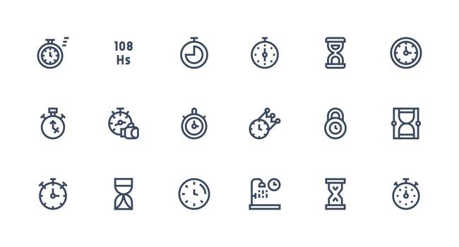 duración presentando 18 íconos en fuerte carrera línea diseño equilibrado icono conjunto para funcional diseño vector