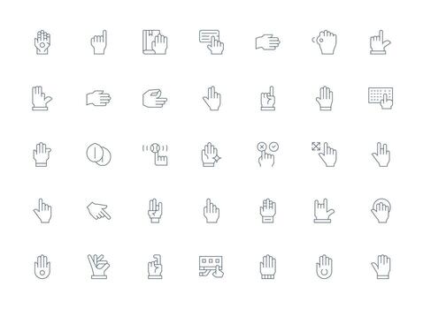 35 Click Icons in Light Line Aesthetic Dashboard Icon Series vector