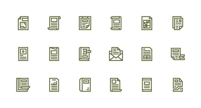 18 fuerte carrera línea estilo íconos desde sobresalir colección rápido acceso íconos para ui desarrollo vector