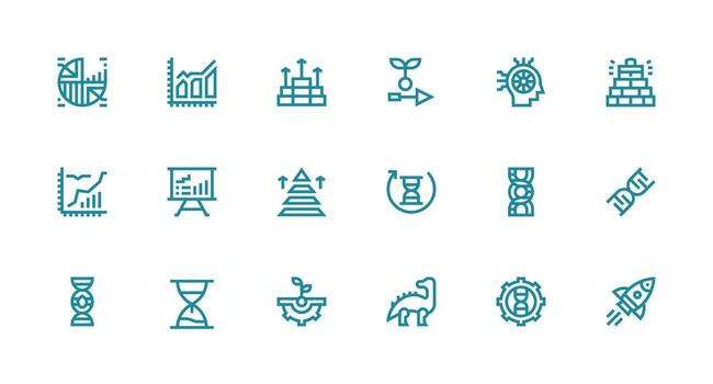Strong Stroke Line Icons from Evolution Set with 18 Vectors Balanced Icon Set for Functional Design