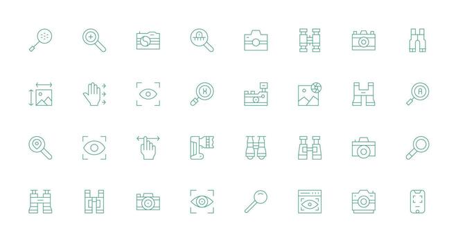 enfocar icono conjunto con 32 Delgado línea gráficos icono conjunto vector
