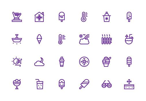 24 Icons for Cool in Thick Line Line Format Balanced Icon Set for Functional Design vector