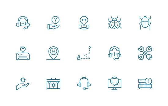 15 Regular Line Icons for Technical Support Graphics Professional Icon Set vector
