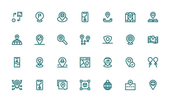 Coordinates Set with 28 Bold Line Icons Essential Icons for Rapid UI Building vector