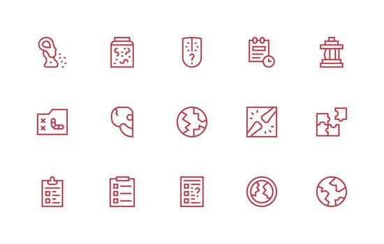 Incomplete Icon Set with 15 Regular Line Graphics Organized Pack for Project Assets vector