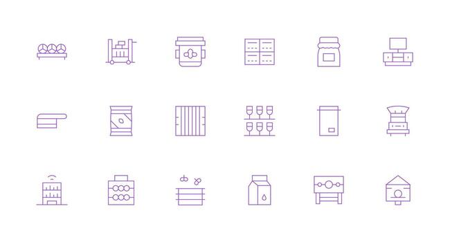 Minimal Line Style Shelf Icons with 18 Vectors Layout Icon Collection