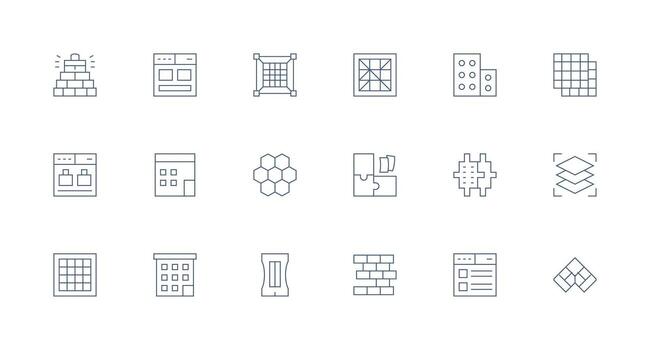 modular presentando 18 íconos en mínimo línea diseño tablero icono serie vector