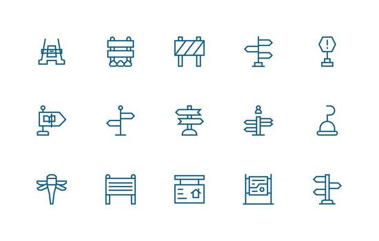 Regular Line Icons from Signpost Set with 15 Vectors General Use Icon Pack