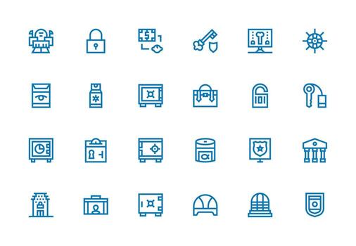 Thick Line Line Style Vault Icons with 24 Vectors Scalable Icons for Cross-Platform Interfaces
