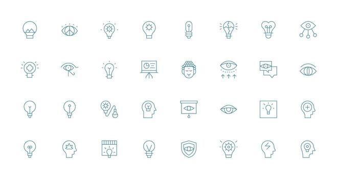 Insight Icon Set with 32 Thin Line Graphics Pixel Perfect Icons for Modern Apps vector