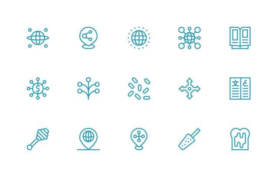 Spread Set with 15 Regular Line Icons Multi-Purpose Icon Pack for Templates vector