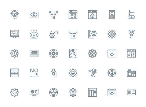 Regular Clean Line Icons from Control Panel Set with 35 Vectors Scalable Icon Pack