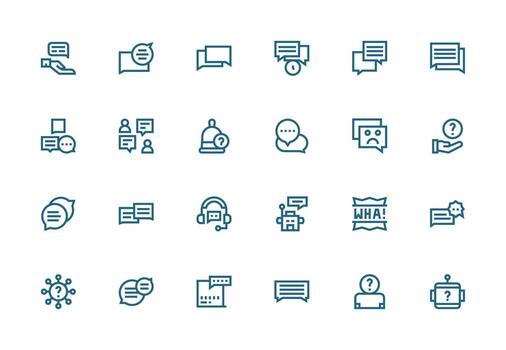 Thick Line Line Style Support Request Icons with 24 Vectors Simple Icons for Interface and Wireframes