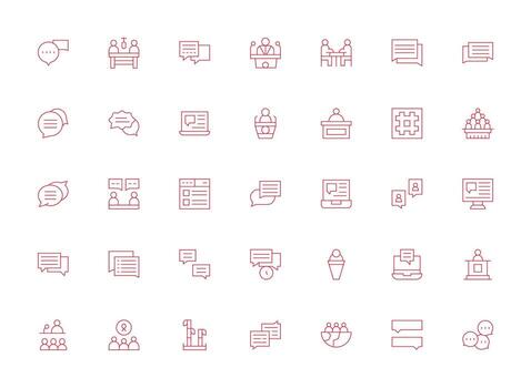 Light Line Style Forum Icons with 35 Vectors Scalable Icons for Cross-Platform Interfaces