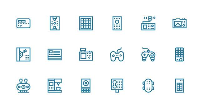 Buttons Icon Set with 18 Strong Stroke Line Graphics Organized Icon Pack for Quick Access vector