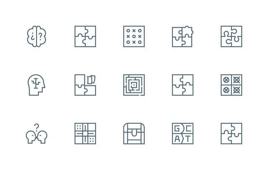regular línea íconos desde rompecabezas conjunto con 15 vectores alta calidad icono paquete