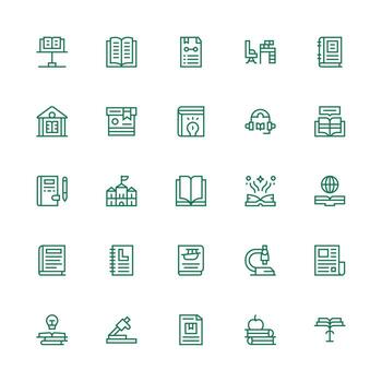 Medium Stroke Outline Style Study Icons with 25 Vectors Customizable Icon Series for Mobile Screens