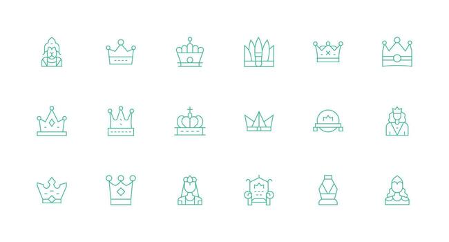 18 Minimal Line Designs for Monarch Icons Neatly Designed Icons for Web Platforms vector