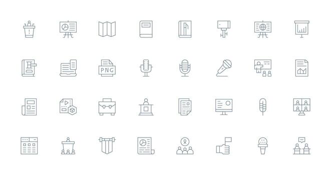 Presentation Visual Pack containing 32 Thin Line Icons Neatly Designed Icons for Web Platforms vector