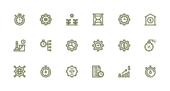 Efficiency Design Icons featuring 18 in Strong Stroke Line Style Interface Icon Collection for Daily Projects vector