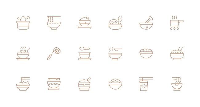 18 Icons for Soup in Minimal Line Format Standard Icon Pack vector