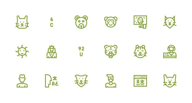 18 Icons for Character in Strong Stroke Line Format Icon Set vector