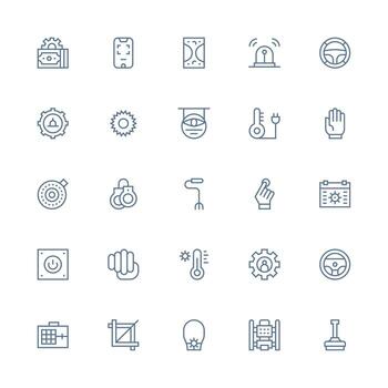 Medium Stroke Outline Style Control Icons with 25 Vectors Design Ready Icon Set for Teams