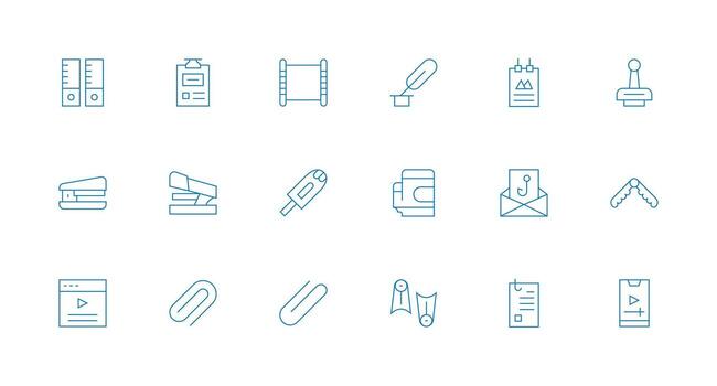 18 mínimo línea vectores para acortar tema núcleo icono colección para diario Tareas