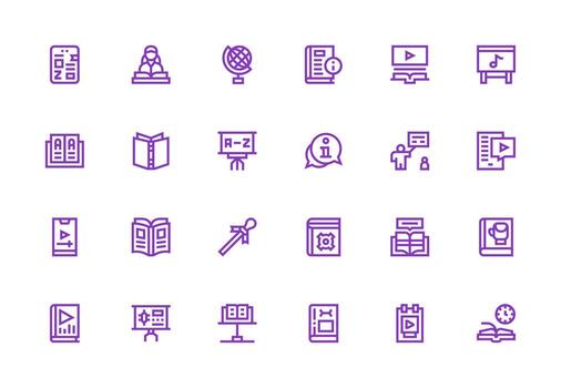 Tutorial Set with 24 Thick Line Line Icons Essential Icon Set for Teams vector