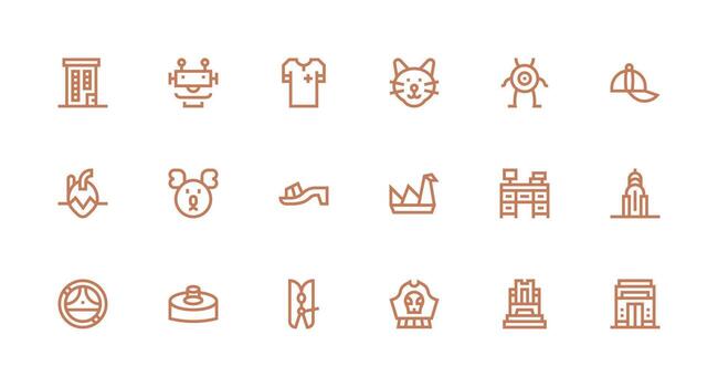 18 Strong Stroke Line Vectors for Flat Theme Clean Icon Set Icon Pack for UI Projects