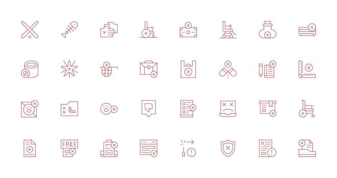 Invalid Set with 32 Thin Line Icons Interface Icons for Daily Use vector