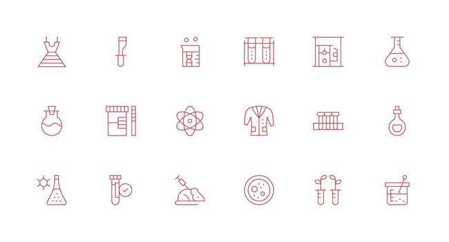 experimentar icono colección con 18 mínimo línea diseños diseño Listo icono conjunto para equipos vector