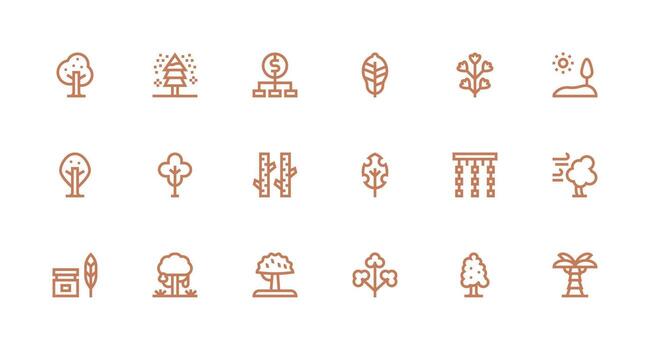 18 Icons for Tree in Strong Stroke Line Format Pixel Perfect Icons for Modern Apps vector