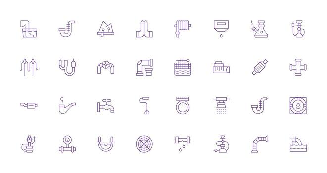 32 Thin Line Style Icons from Pipe Collection Interface Icon Collection vector
