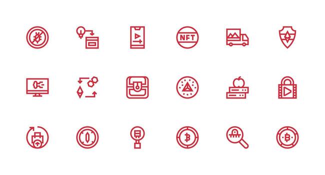 Digital Asset Icon Collection with 18 Strong Stroke Line Designs Fully Editable Icon Set for Web vector
