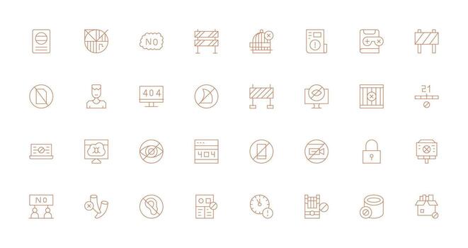 Thin Line Style Access Denied Icons with 32 Vectors Icon Pack for Various Themes