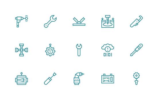 regular línea estilo fijación íconos con 15 vectores icono colección conjunto