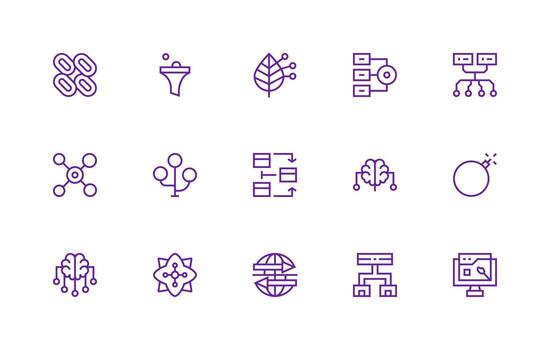 Dataflow featuring 15 Icons in Regular Line Design Compact Icon Pack vector