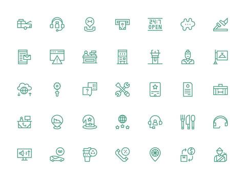 Service Set with 35 Regular Clean Line Icons Interface Icons for Daily Use vector