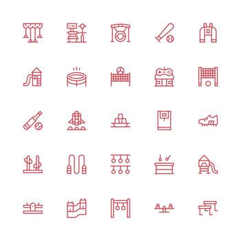 Medium Stroke Outline Icons from Playground Set with 25 Vectors Clean Icon Collection for Web Use