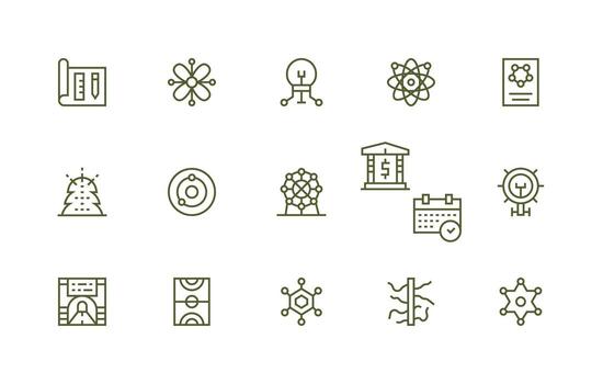 15 Schematic Icons in Regular Line Aesthetic All Device Compatible Icon Set vector