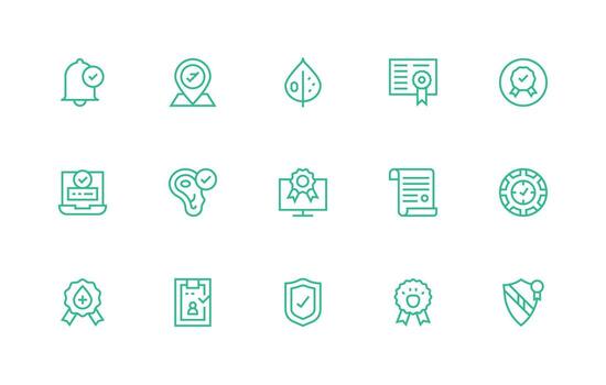 15 Regular Line Style Icons from Approved Collection Simple Icon Pack vector