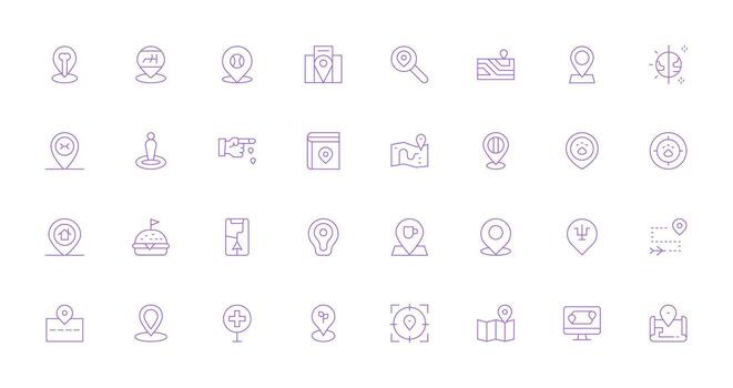 32 Pinpoint Location Icons in Thin Line Aesthetic Neatly Designed Icons for Web Platforms vector