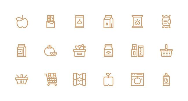 Grocery Set with 18 Strong Stroke Line Icons Scalable Icons for All Themes vector