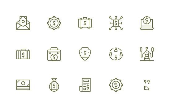 Dollars Visual Pack containing 15 Regular Line Icons Icons Built for Visual Consistency Pack vector
