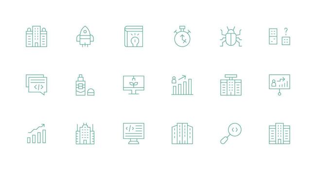 mínimo línea íconos desde desarrollo conjunto con 18 vectores icono paquete para varios temas