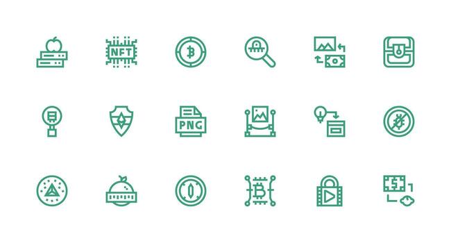 Digital Asset Design Icons featuring 18 in Strong Stroke Line Style Editable Icon Collection vector