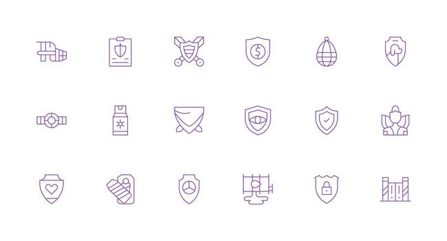 Minimal Line Icons from Guarded Set with 18 Vectors Reusable Icon Set