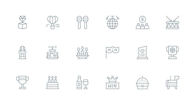 Minimal Line Icons from Celebration Set with 18 Vectors Multi-Purpose Icon Set