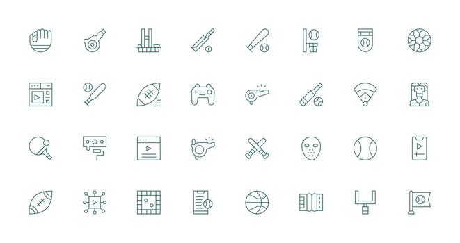 32 Thin Line Style Icons from Player Collection Professional Icon Pack for Development Work vector